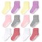 CozyWay Non-Slip Crew Grip Infant Socks, 12 Pack for Girls, Pastel Colors, 0-6 Months